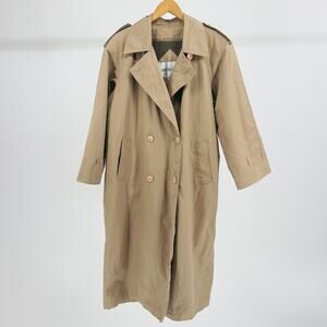 Vintage 90s Amanda Smith Khaki Tan Double-Breasted Trench Coat
